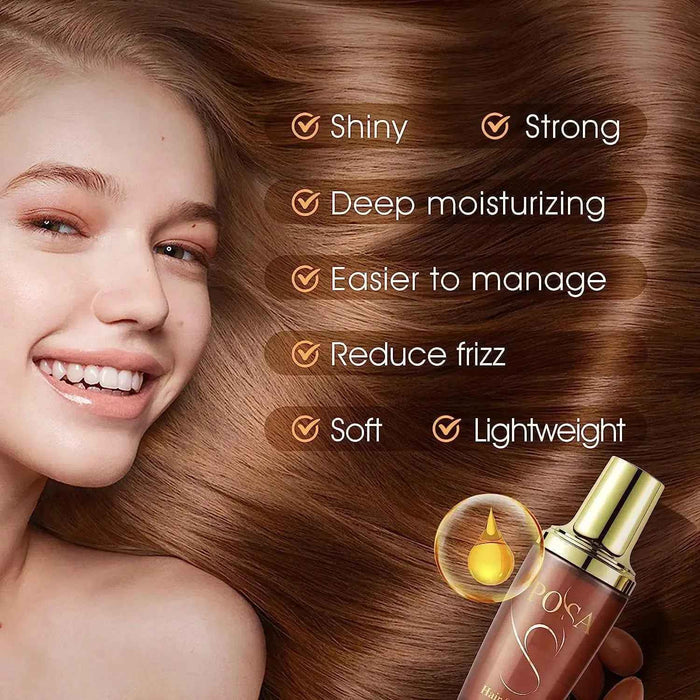 Before and after results using POSA argan hair oil serum on frizzy hair