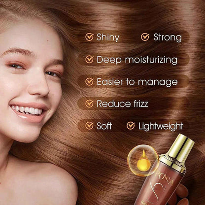 Before and after results using POSA argan hair oil serum on frizzy hair