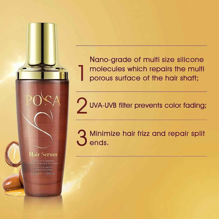 POSA argan hair oil serum suitable for all hair types including curly hair