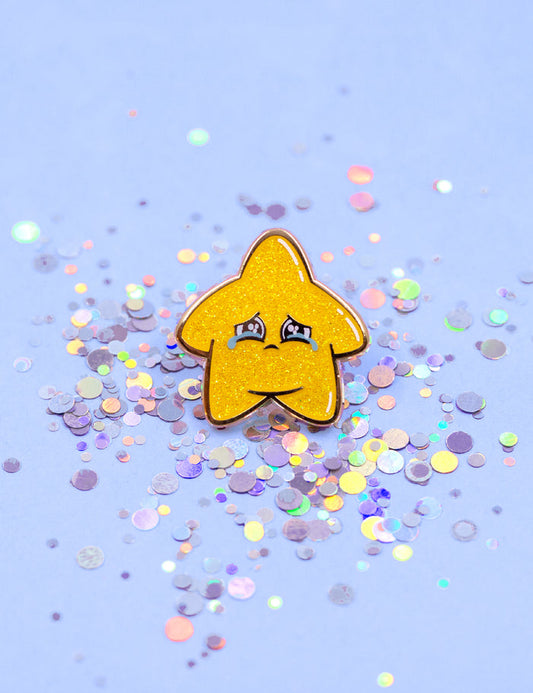 SAD GLITTER STAR PIN