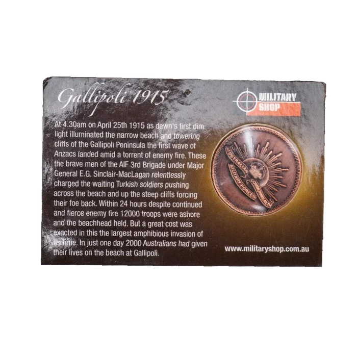 "Sands of Gallipoli" Commemorative Coin - Army & Outdoors - Collectables & Rarities
