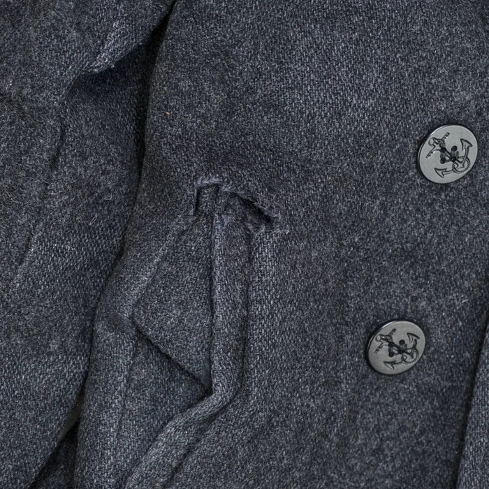 US Made Schott 740N Grey Pea Jacket - 38, Small - Army & Outdoors - Great Coats